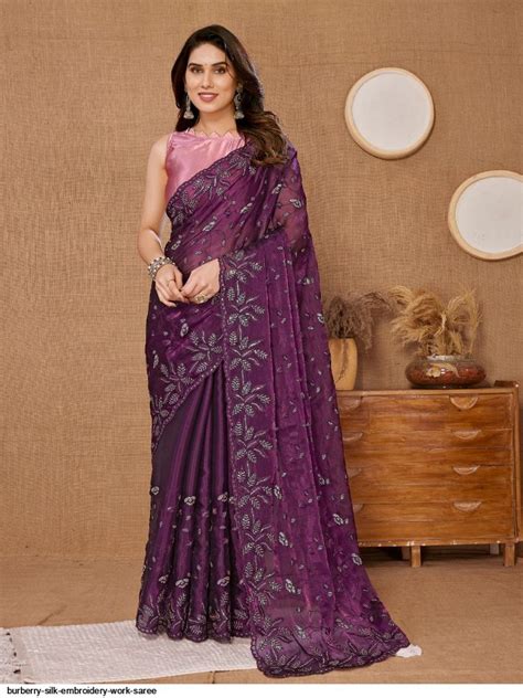 burberry print saree|Digital Burberry Silk Saree – Madrassi Weaves.